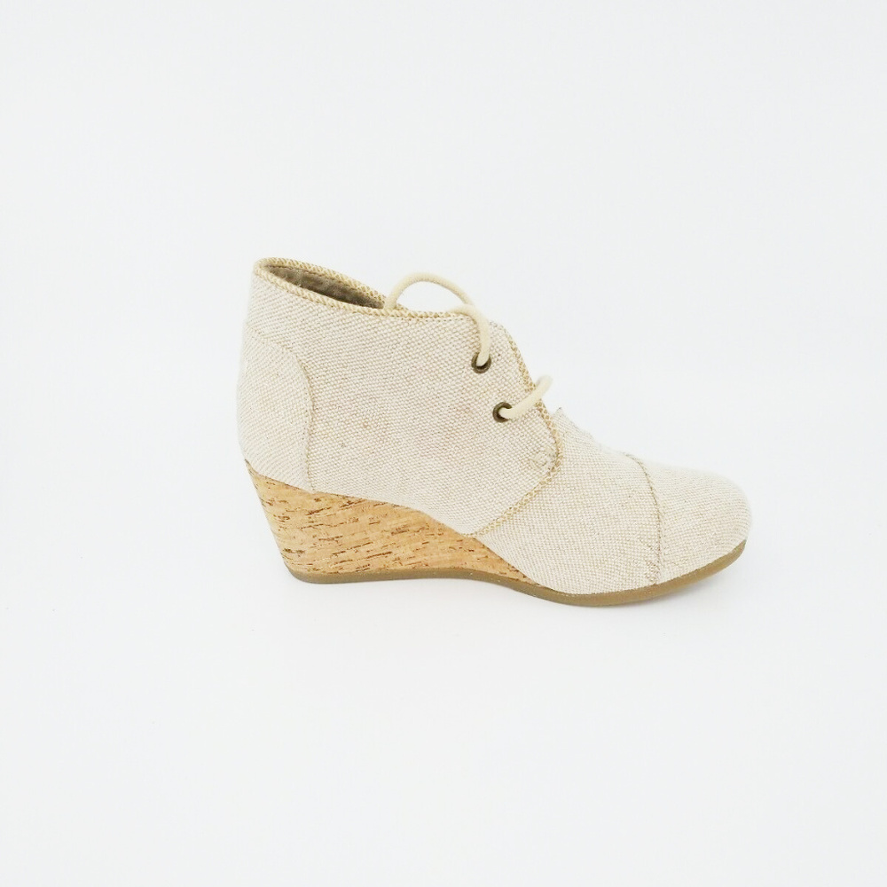 Toms Womens Desert Wedge Natural Metallic Linen - Picture 6 of 8